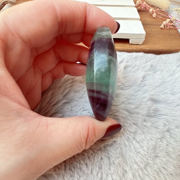 Beautiful Candy Fluorite Palm Stone - Picture 3 of 5